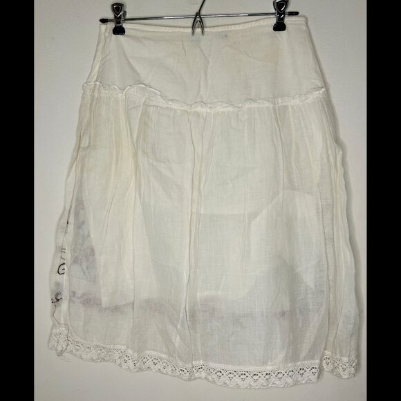 LULUMARI ANTHROPOLOGIE Bohemian White Embroidered Floral Midi Cotton Skirt SZ SM - Picture 2 of 3